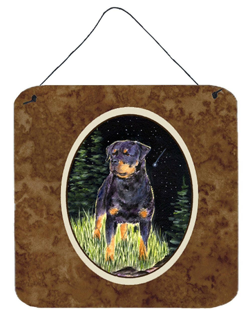 Starry Night Rottweiler Aluminium Metal Wall or Door Hanging Prints by Caroline's Treasures