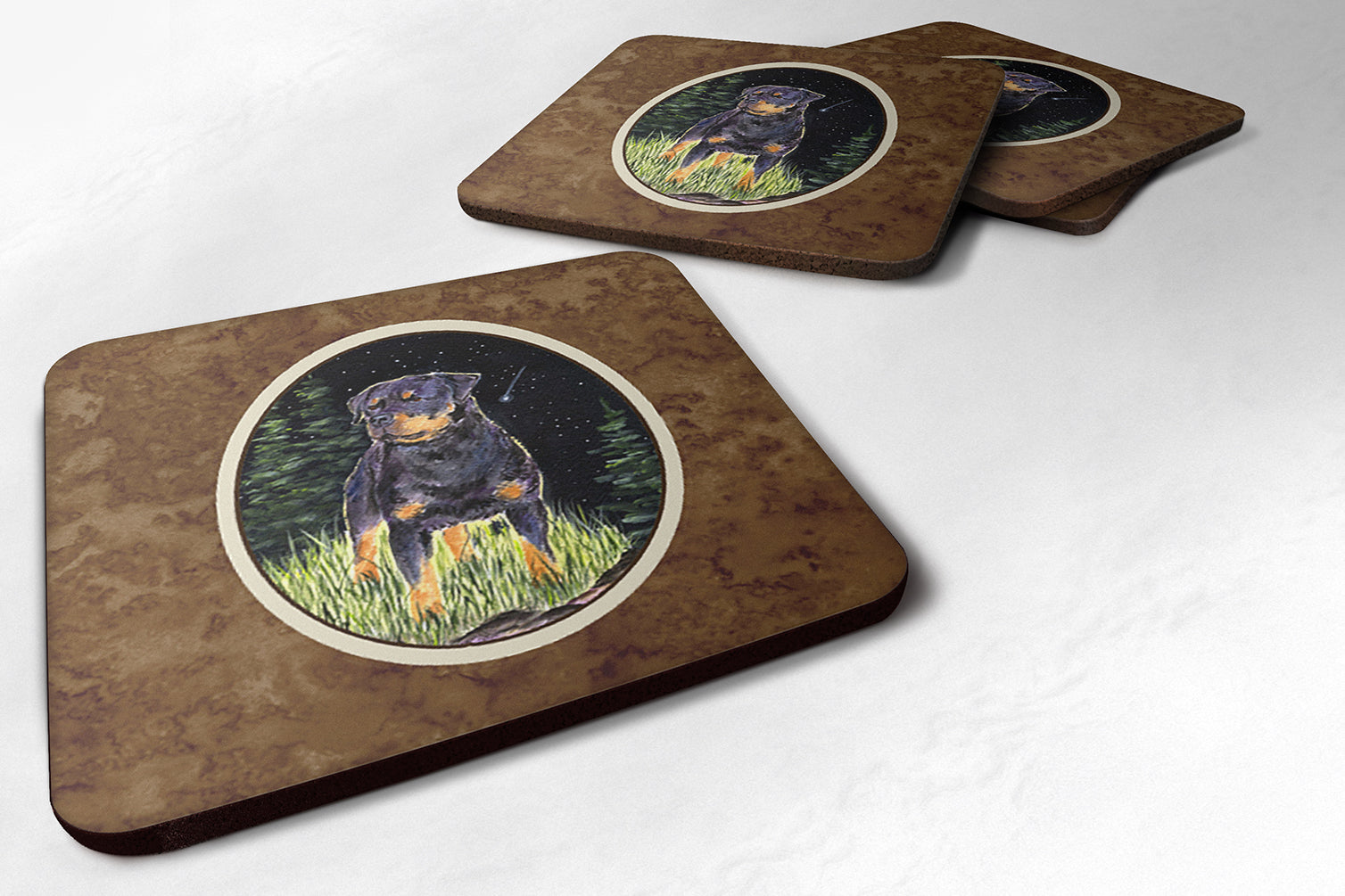 Starry Night Rottweiler Foam Coasters Set of 4 - the-store.com