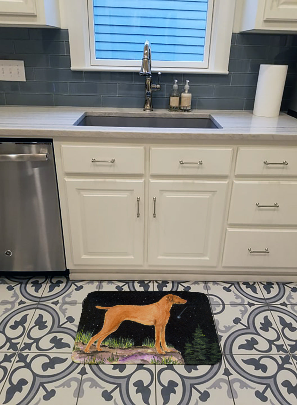 Starry Night Vizsla Machine Washable Memory Foam Mat SS8478RUG - the-store.com