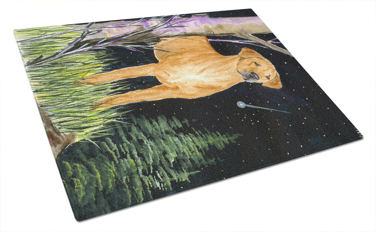 Starry Night Rhodesian Ridgeback Glass Cutting Board Large by Caroline&#39;s Treasures