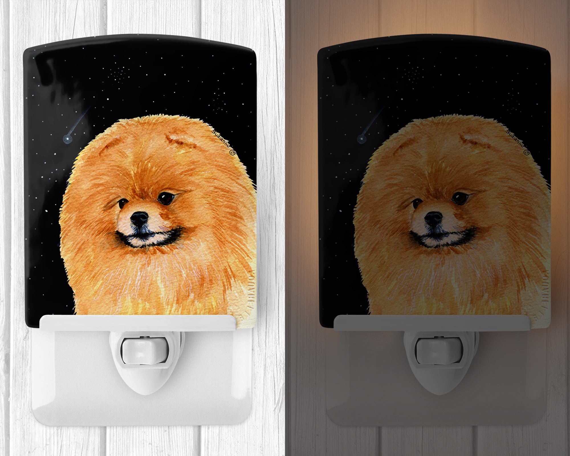 Starry Night Pomeranian Ceramic Night Light SS8481CNL - the-store.com