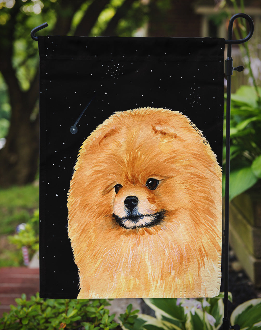 Starry Night Pomeranian Flag Garden Size.