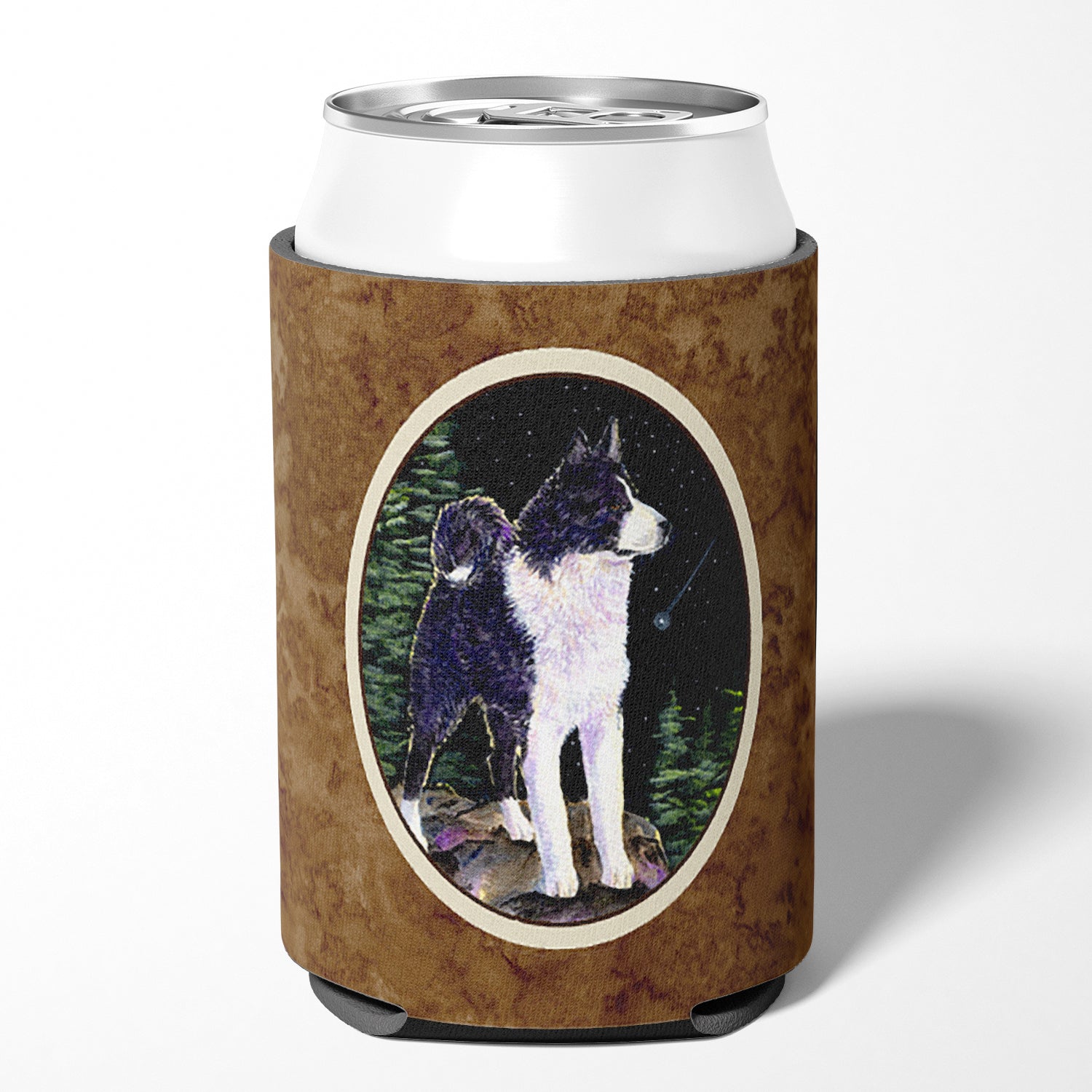 Starry Night Karelian Bear Dog Can or Bottle Beverage Insulator Hugger.