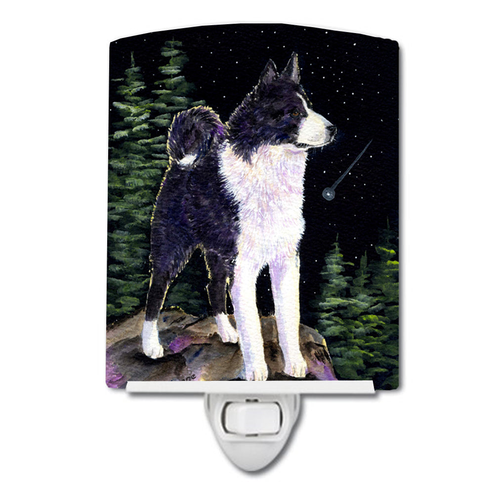 Starry Night Karelian Bear Dog Ceramic Night Light SS8483CNL - the-store.com