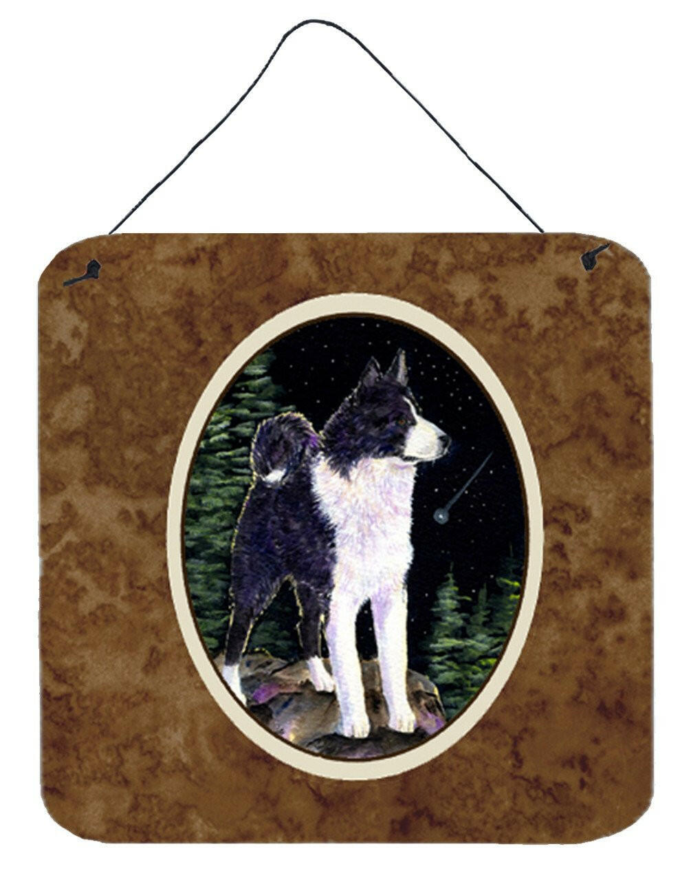 Starry Night Karelian Bear Dog Aluminium Metal Wall or Door Hanging Prints by Caroline's Treasures