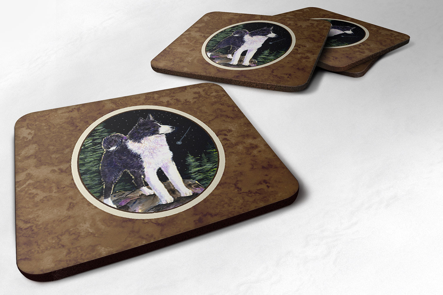 Starry Night Karelian Bear Dog Foam Coasters Set of 4 - the-store.com