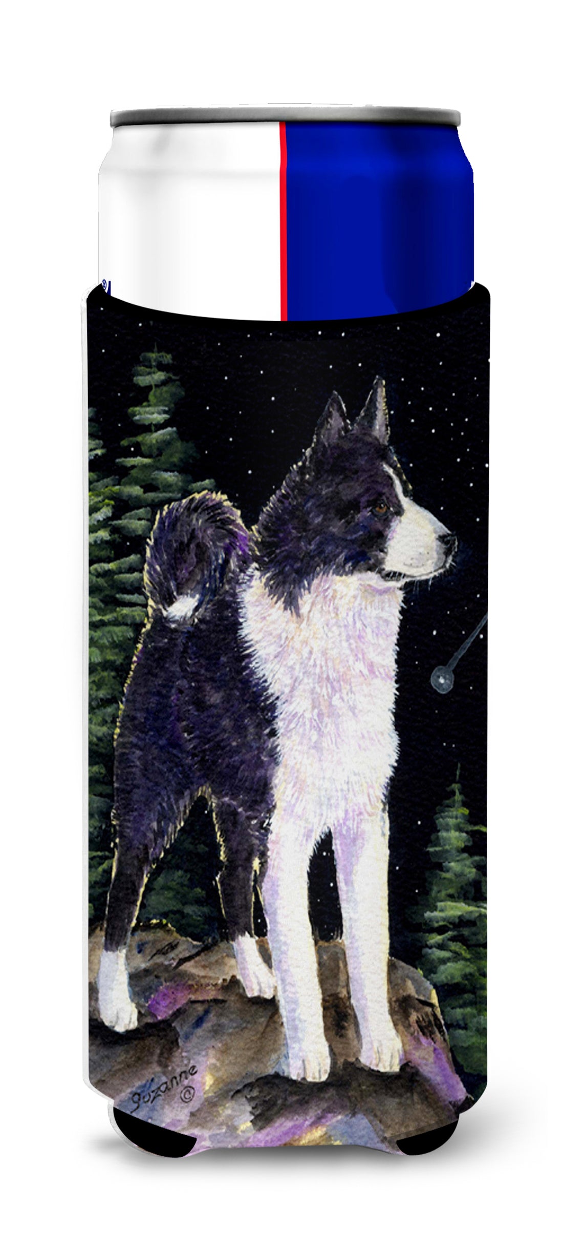 Starry Night Karelian Bear Dog Ultra Beverage Insulators for slim cans SS8483MUK.