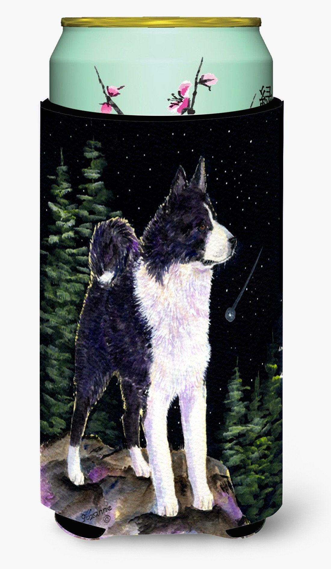 Starry Night Karelian Bear Dog  Tall Boy Beverage Insulator Beverage Insulator Hugger by Caroline's Treasures