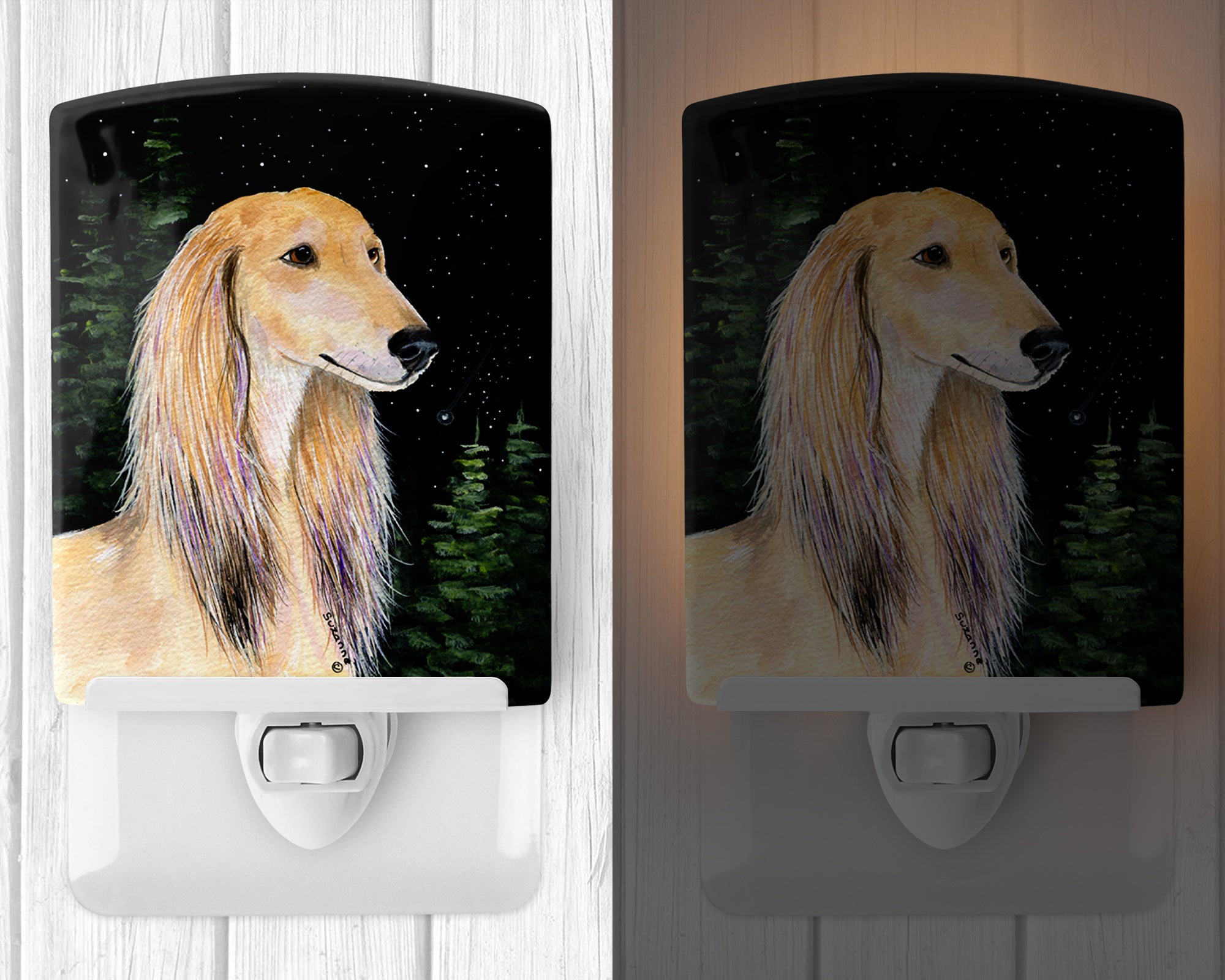 Starry Night Saluki Ceramic Night Light SS8485CNL - the-store.com