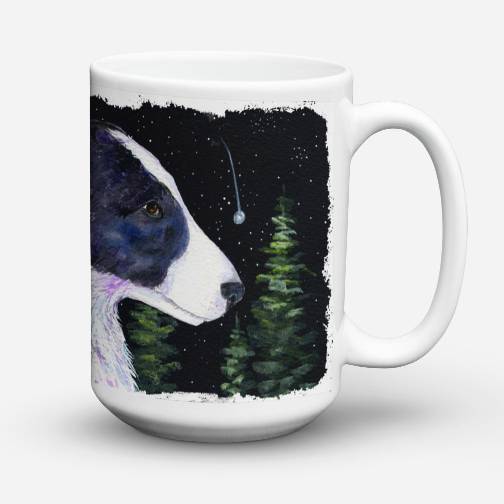 Starry Night Border Collie Dishwasher Safe Microwavable Ceramic Coffee Mug 15 ounce SS8490CM15  the-store.com.