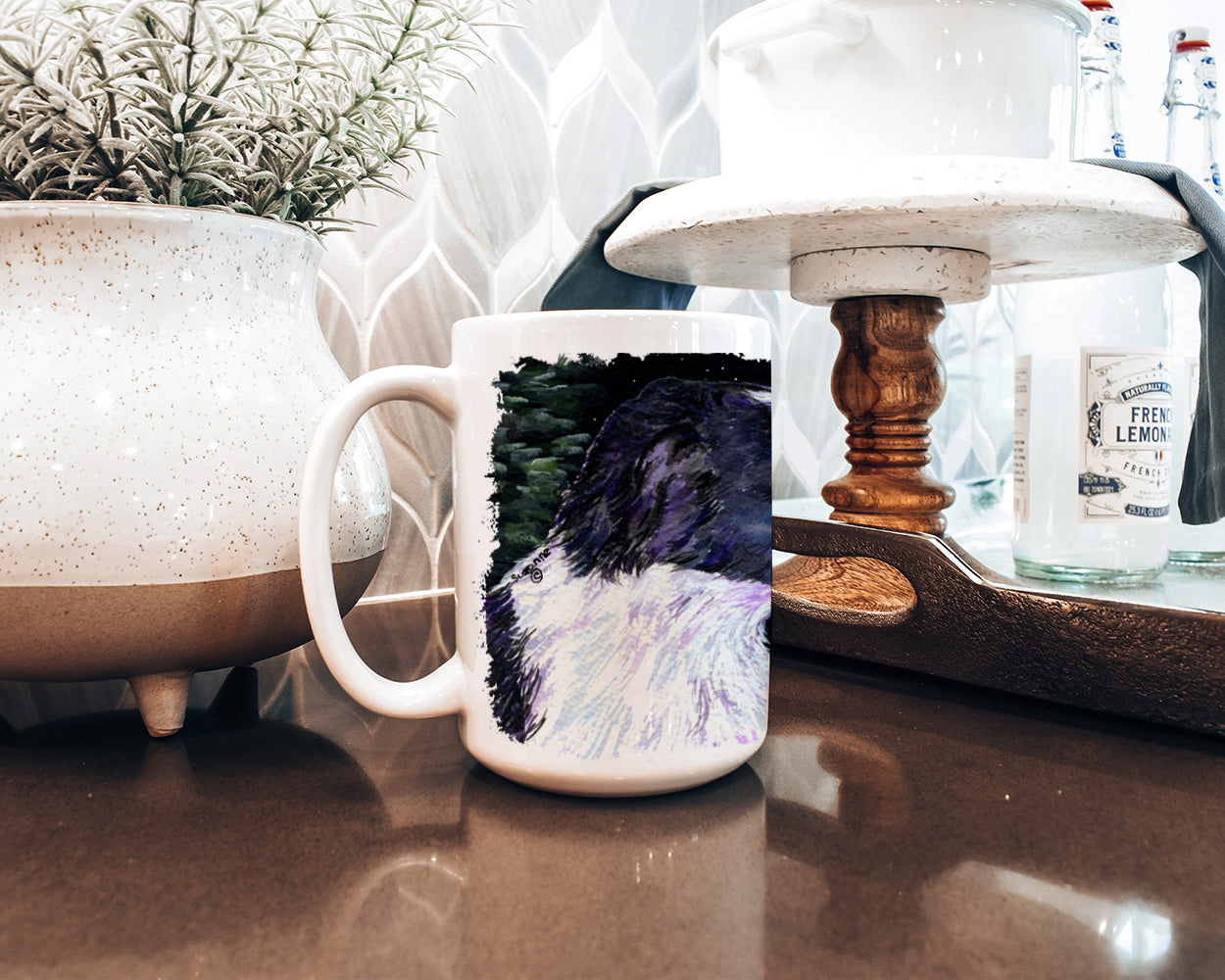 Starry Night Border Collie Dishwasher Safe Microwavable Ceramic Coffee Mug 15 ounce SS8490CM15  the-store.com.