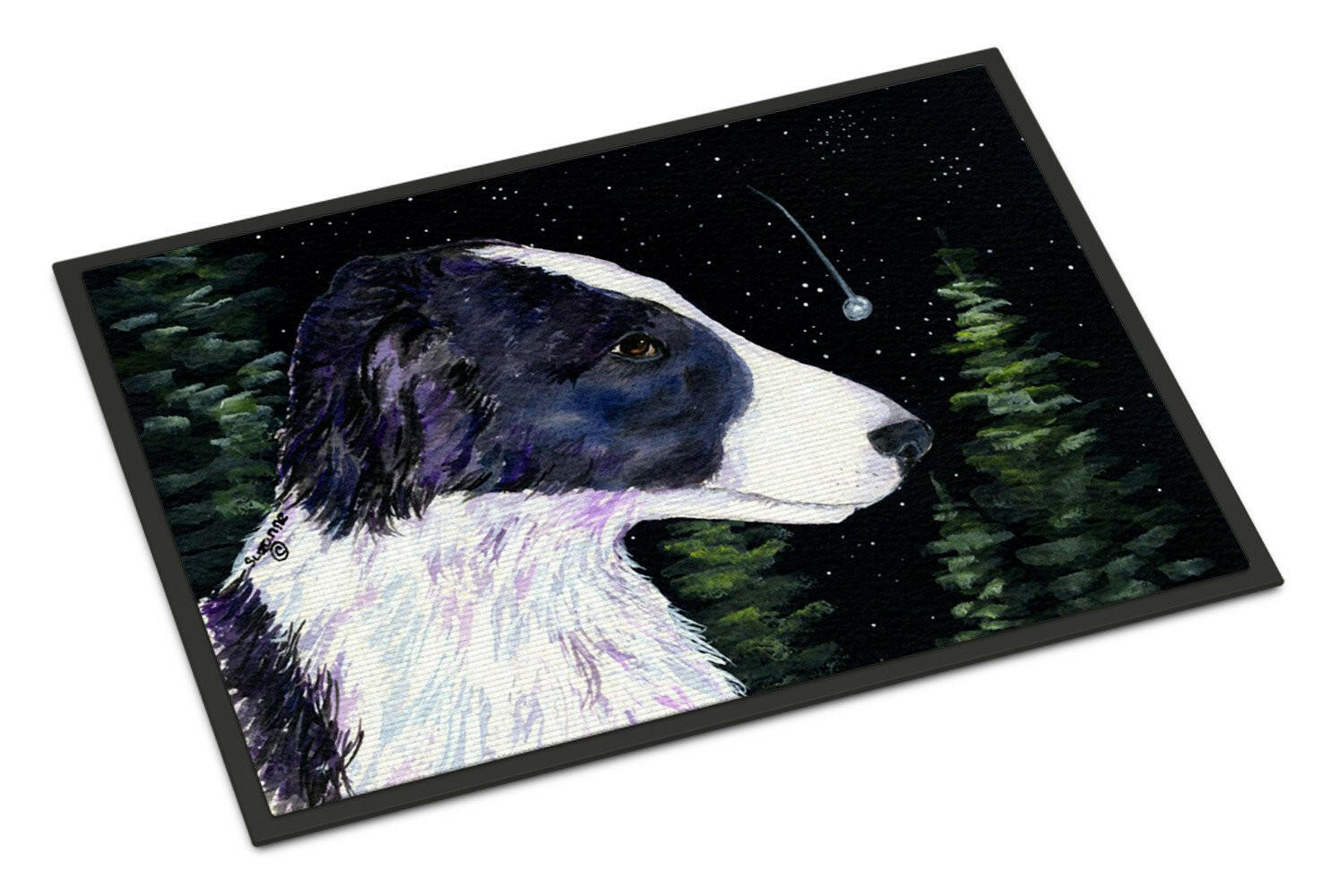 Starry Night Border Collie Indoor or Outdoor Mat 24x36 Doormat - the-store.com