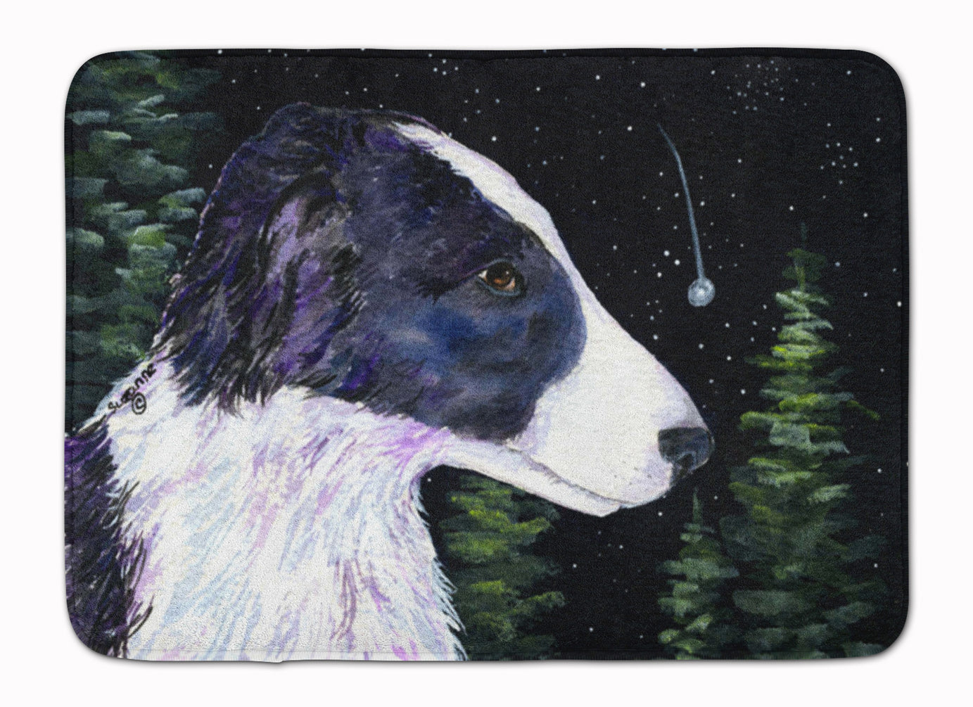 Starry Night Border Collie Machine Washable Memory Foam Mat SS8490RUG - the-store.com