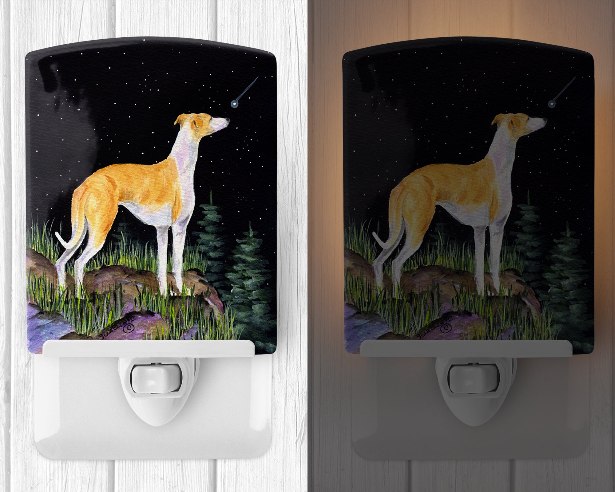 Starry Night Whippet Ceramic Night Light SS8492CNL - the-store.com