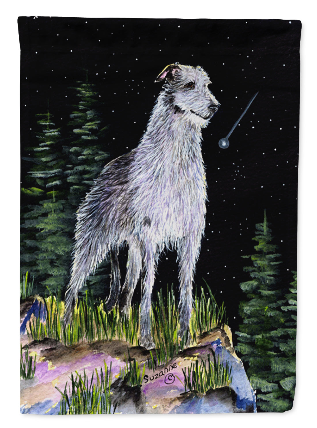 Starry Night Scottish Deerhound  Flag Garden Size.