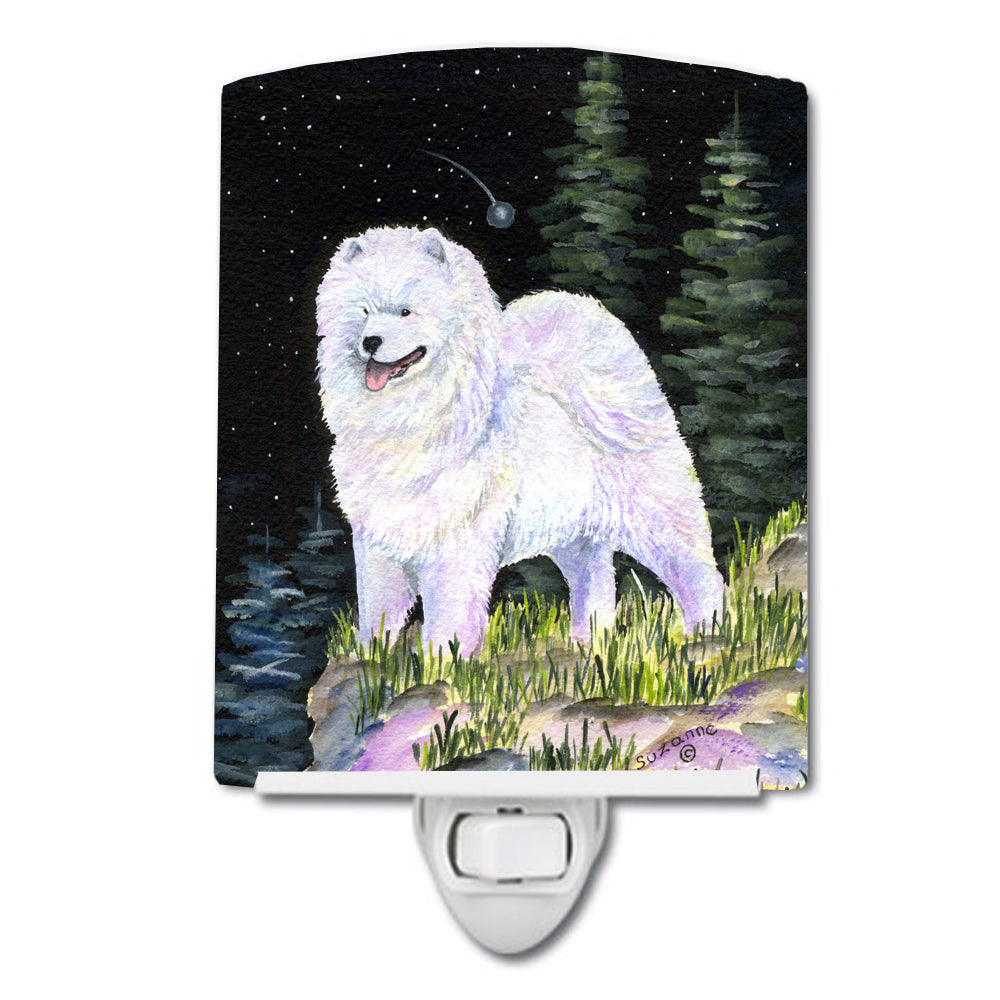 Starry Night Samoyed Ceramic Night Light SS8498CNL - the-store.com