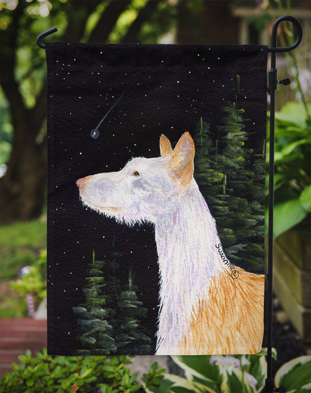 Starry Night Ibizan Hound Flag Garden Size.