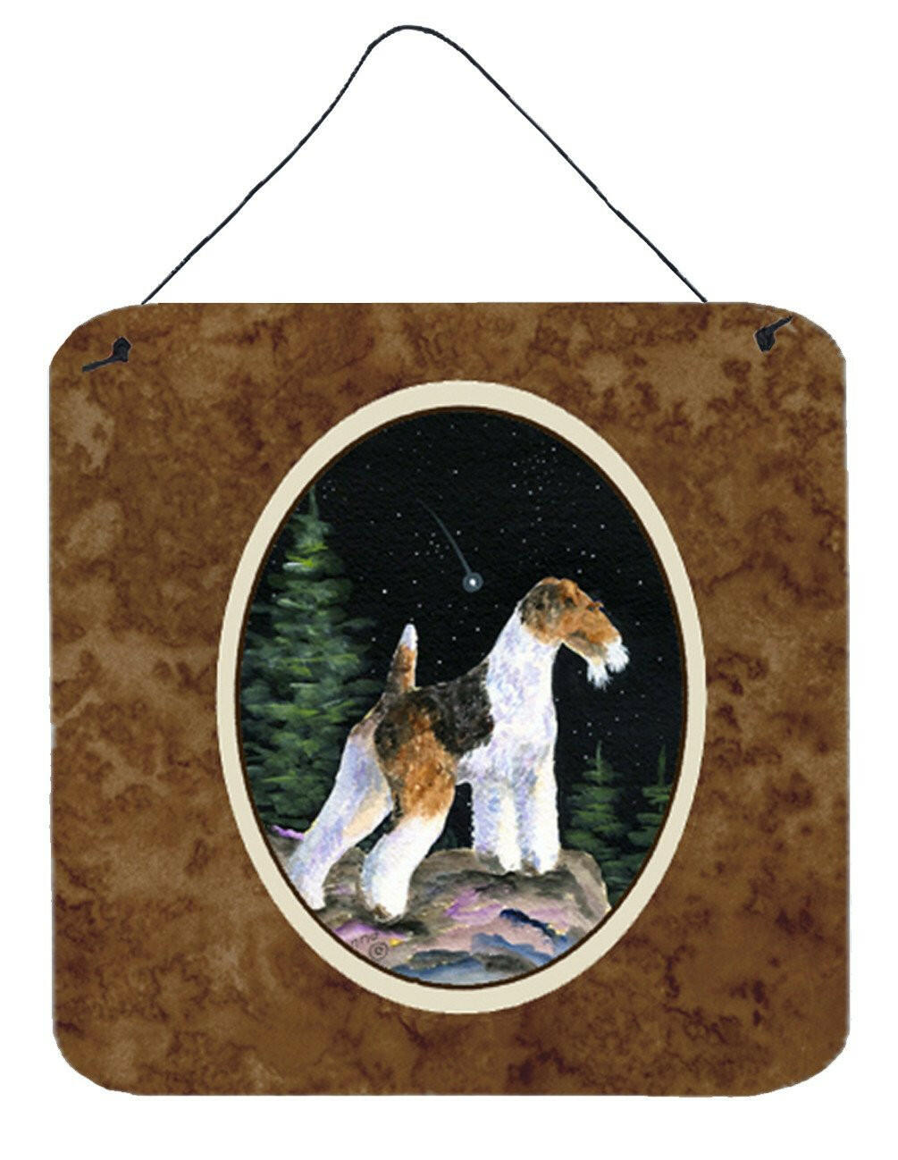 Starry Night Fox Terrier Aluminium Metal Wall or Door Hanging Prints by Caroline's Treasures