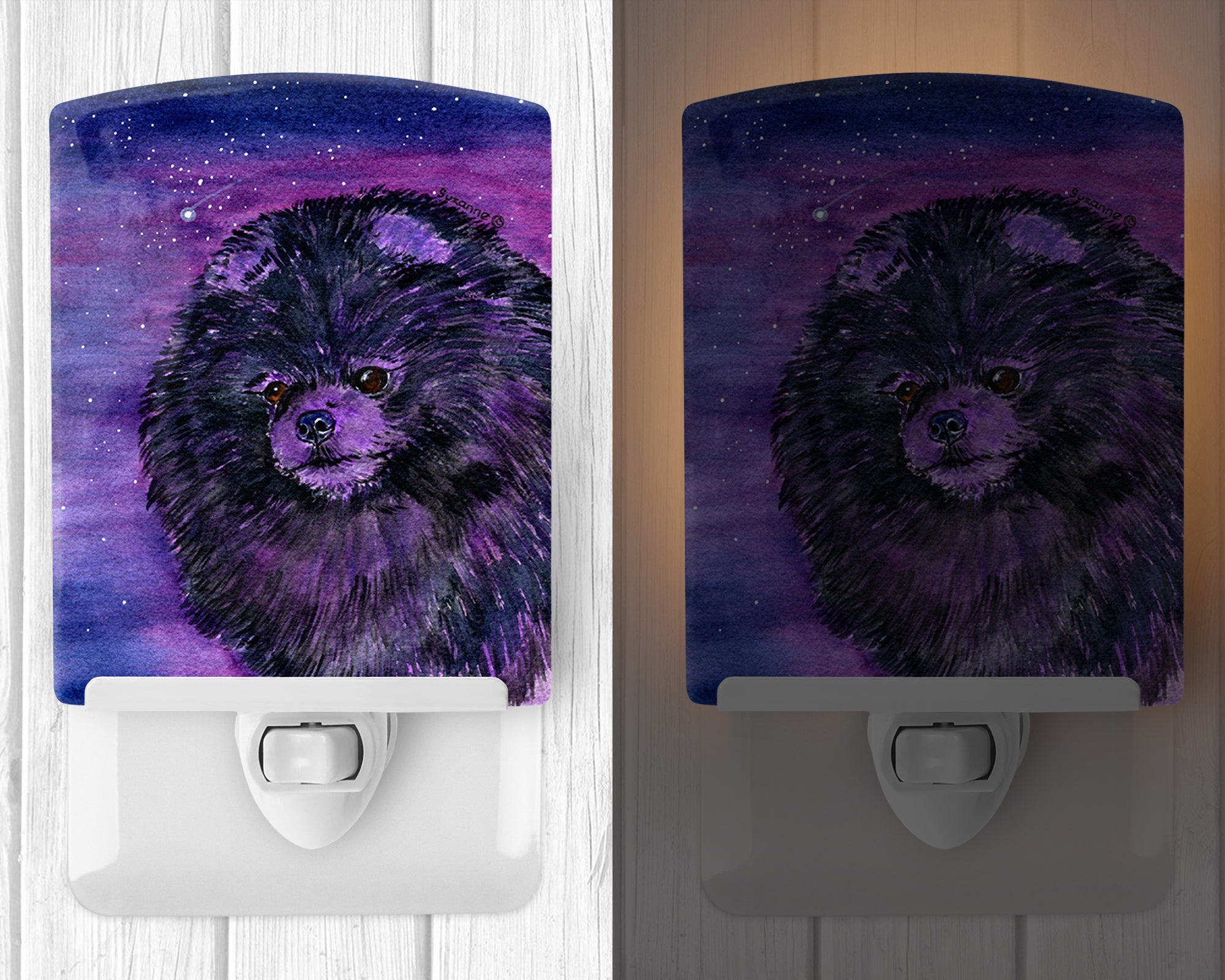 Starry Night Pomeranian Ceramic Night Light SS8501CNL - the-store.com