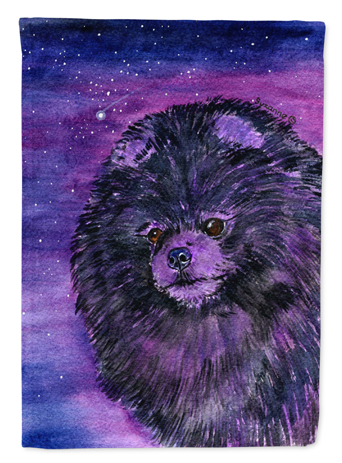 Starry Night Pomeranian Flag Garden Size.