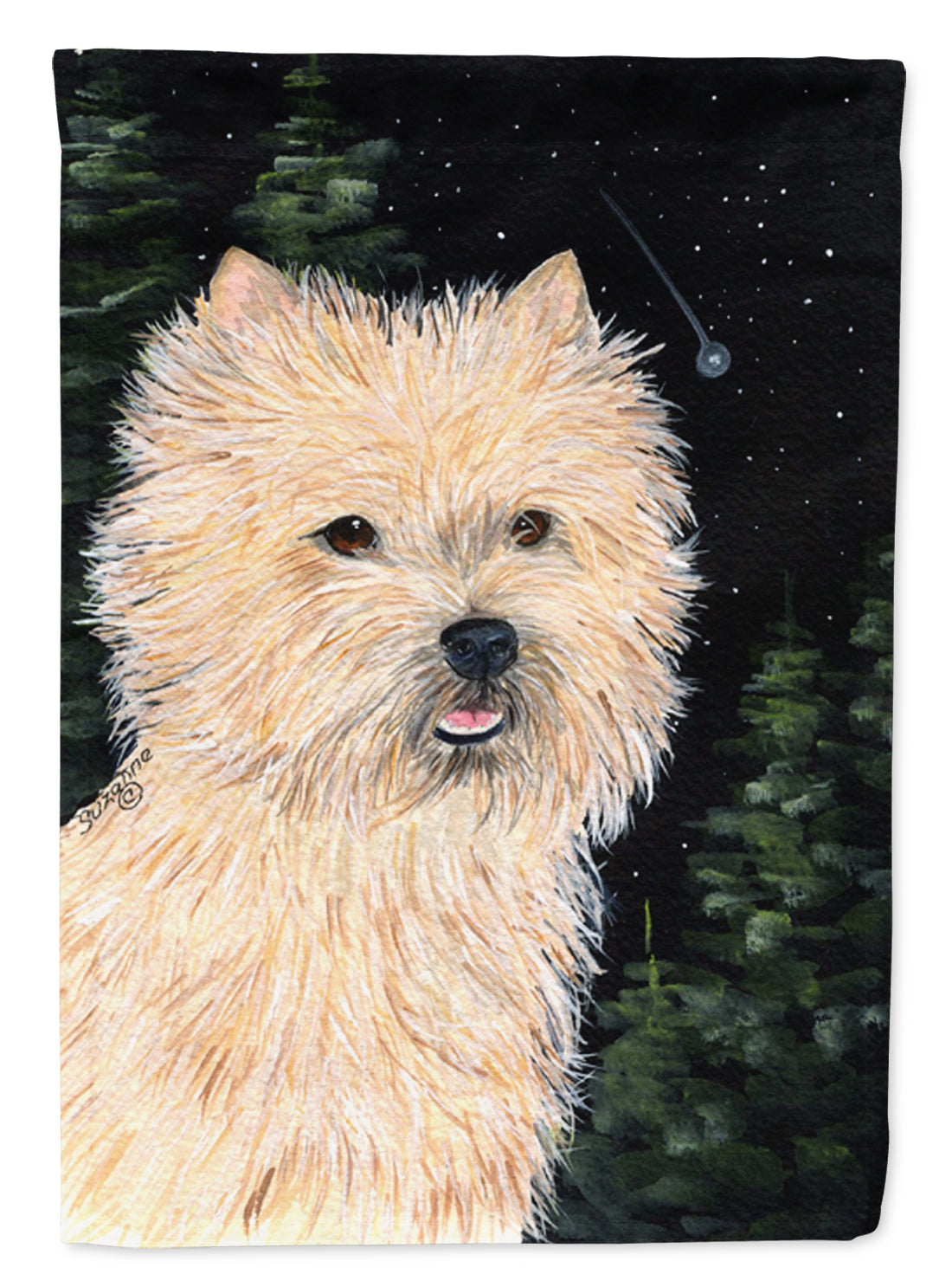 Starry Night Cairn Terrier Flag Canvas House Size  the-store.com.