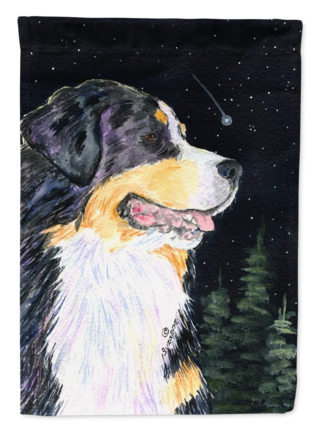 Starry Night Bernese Mountain Dog Flag Canvas House Size  the-store.com.