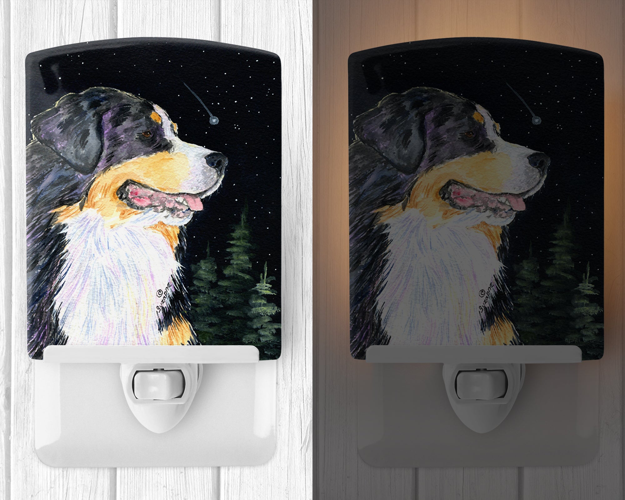 Starry Night Bernese Mountain Dog Ceramic Night Light SS8512CNL - the-store.com