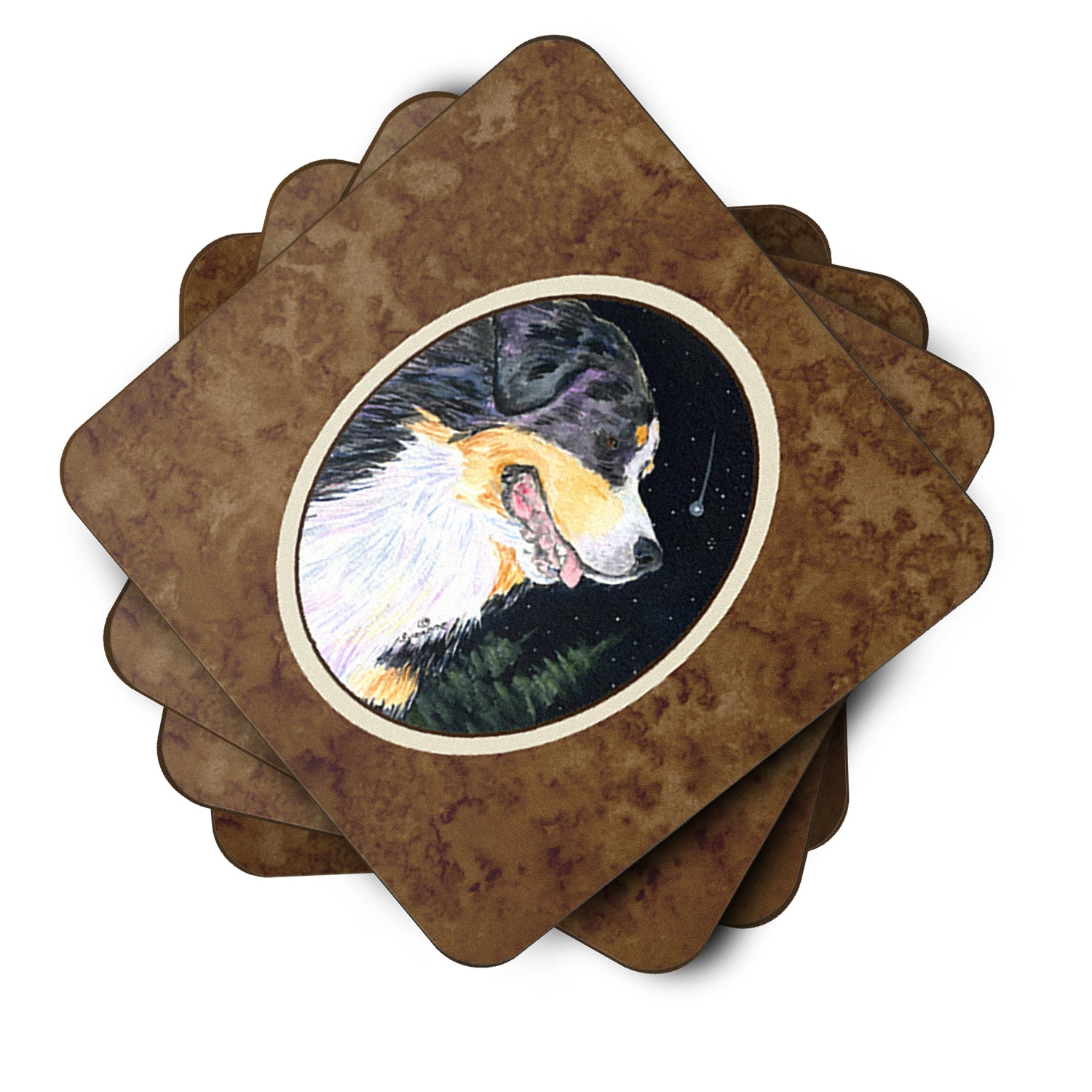 Starry Night Bernese Mountain Dog Foam Coasters Set of 4 - the-store.com