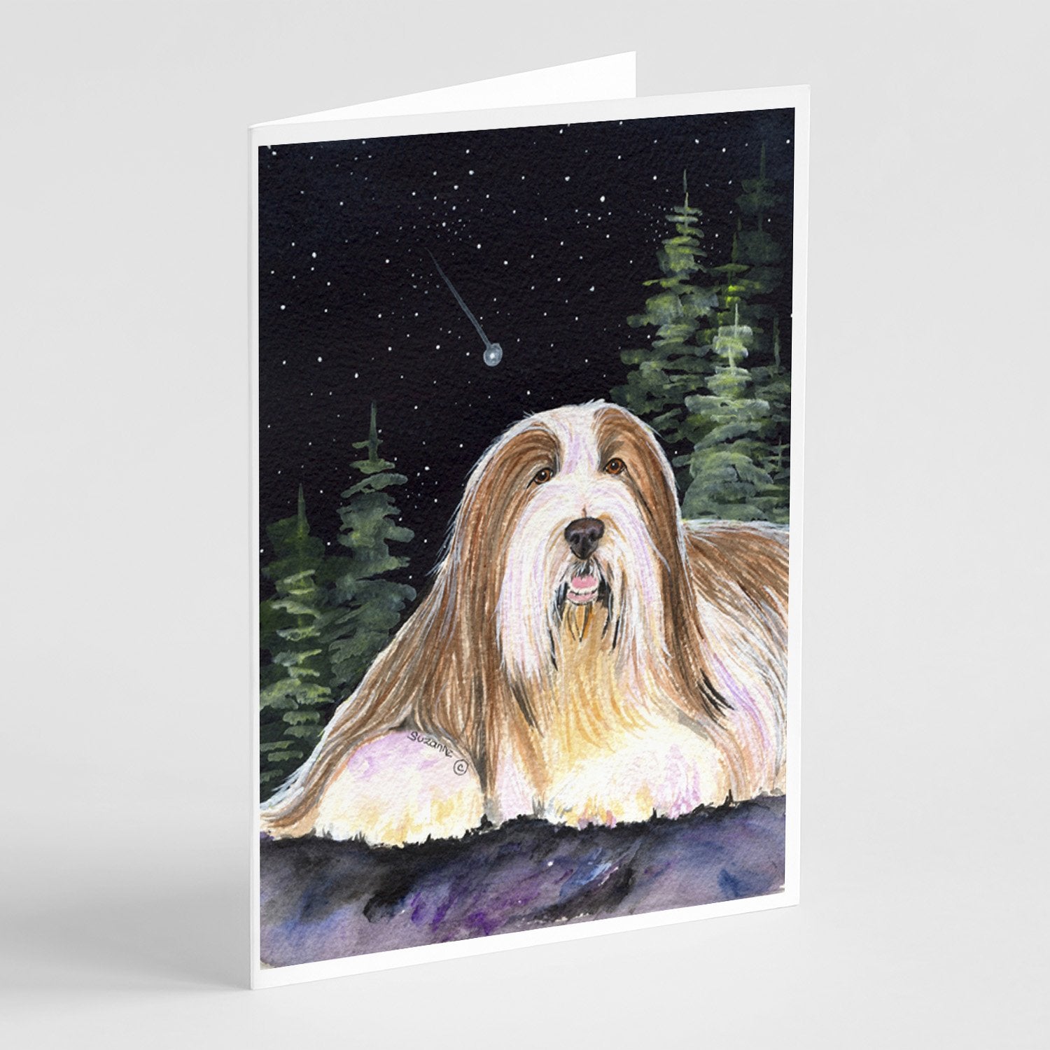 Buy this Starry Night Bearded Collie Greeting Cards and Envelopes Pack of 8