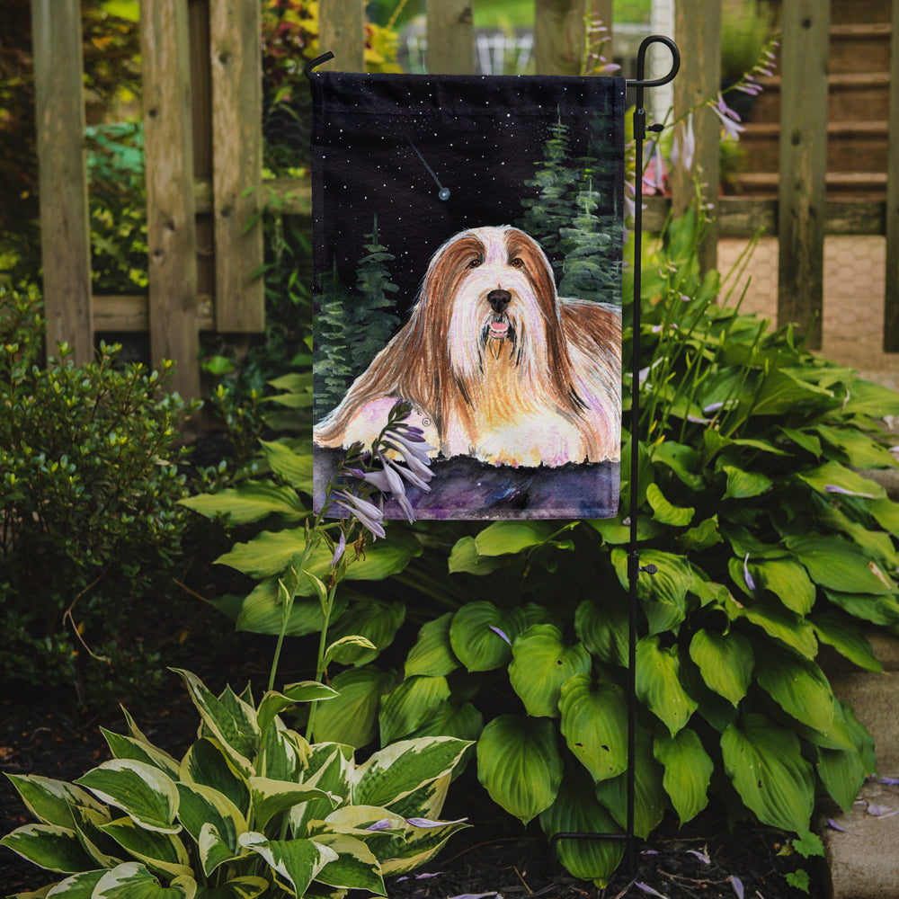 Starry Night Bearded Collie Flag Garden Size.