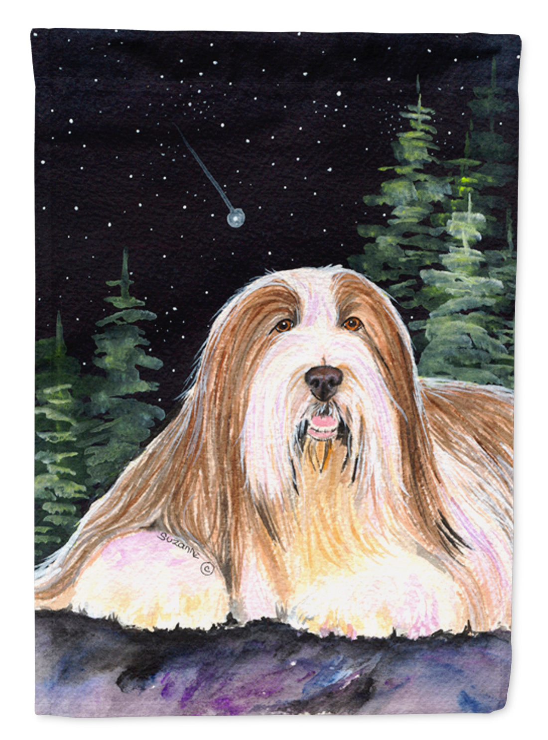 Starry Night Bearded Collie Flag Garden Size.