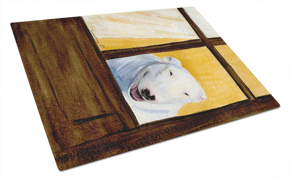 Bull Terrier Glass Cutting Board Large by Caroline&#39;s Treasures