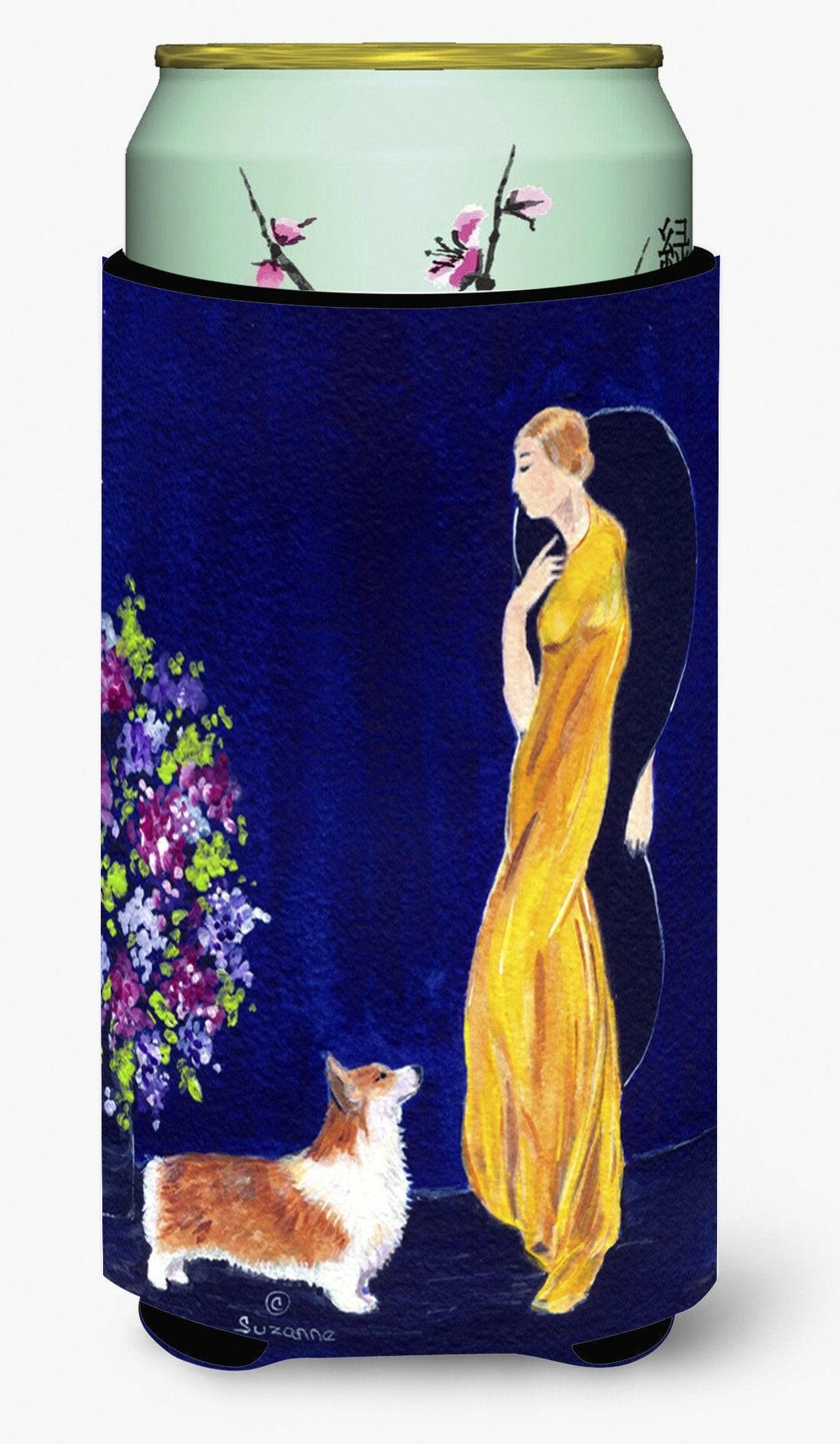 Lady with her Corgi  Tall Boy Beverage Insulator Beverage Insulator Hugger by Caroline's Treasures