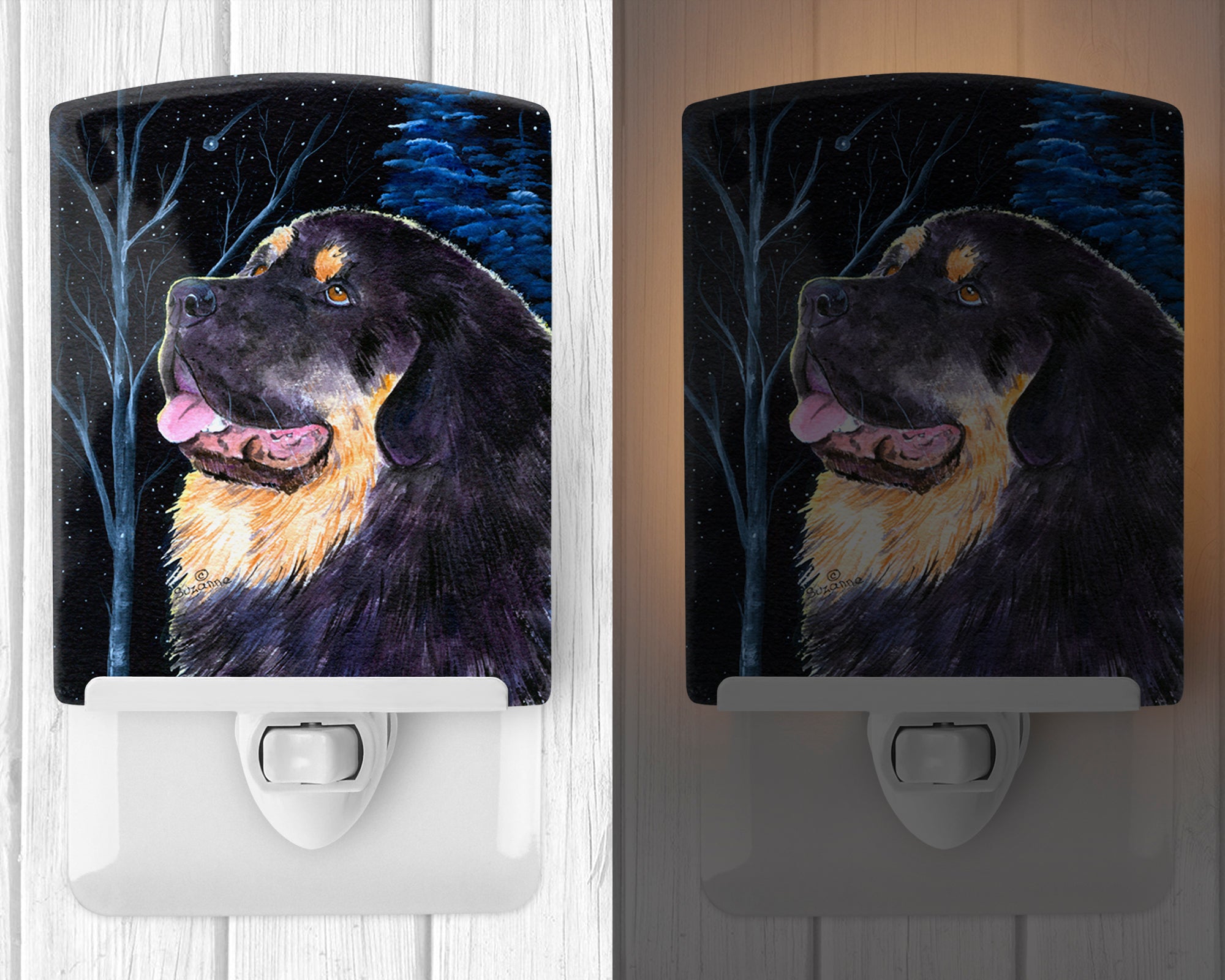 Starry Night Tibetan Mastiff Ceramic Night Light SS8552CNL - the-store.com