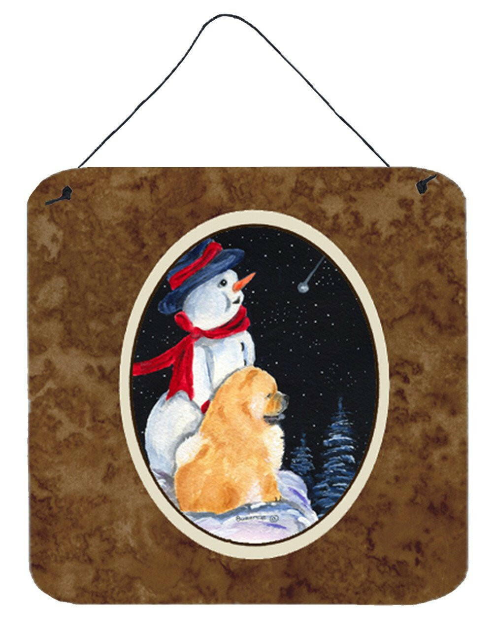 Snowman with Chow Chow Aluminium Metal Wall or Door Hanging Prints by Caroline&#39;s Treasures