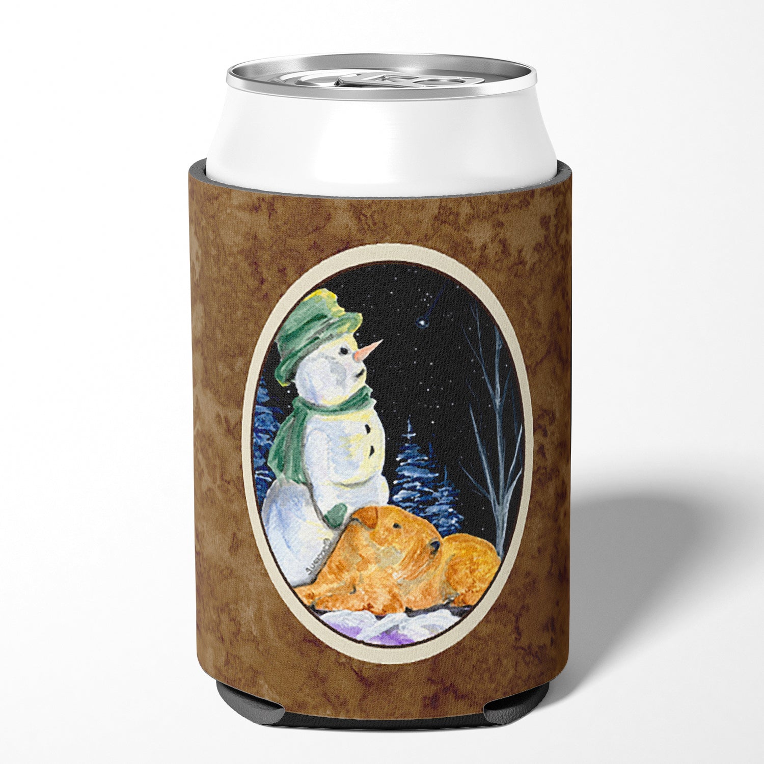 Snowman with Welsh Terrier Can or Bottle Beverage Insulator Hugger.