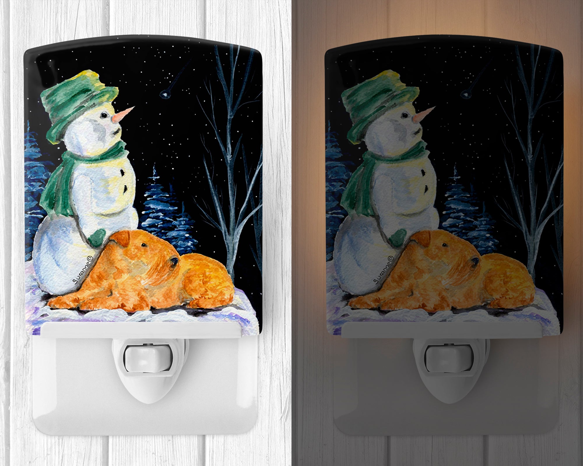 Snowman with Lakeland Terrier Ceramic Night Light SS8555CNL - the-store.com