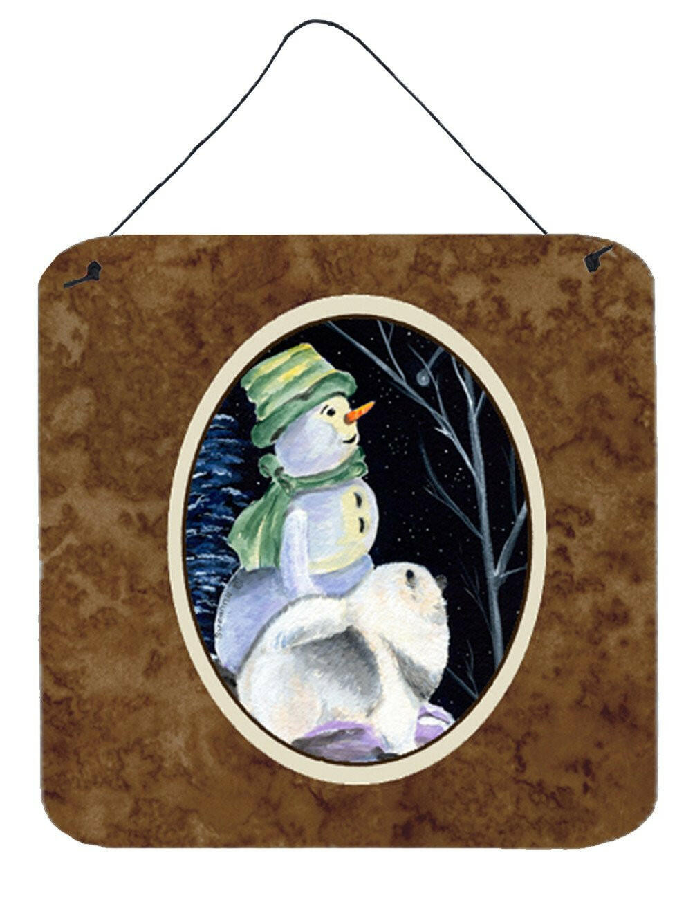 Snowman with Keeshond Aluminium Metal Wall or Door Hanging Prints by Caroline&#39;s Treasures