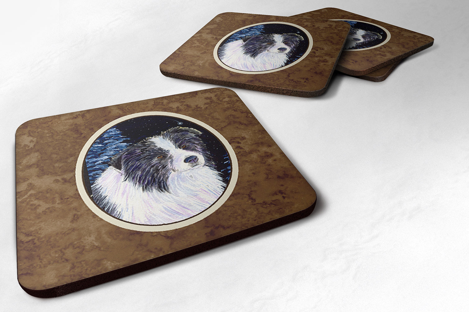 Starry Night Border Collie Foam Coasters Set of 4 - the-store.com