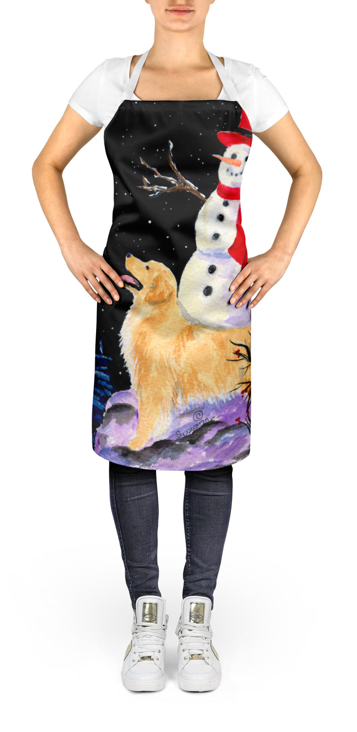 Golden Retriever with Snowman in red Hat Apron - the-store.com