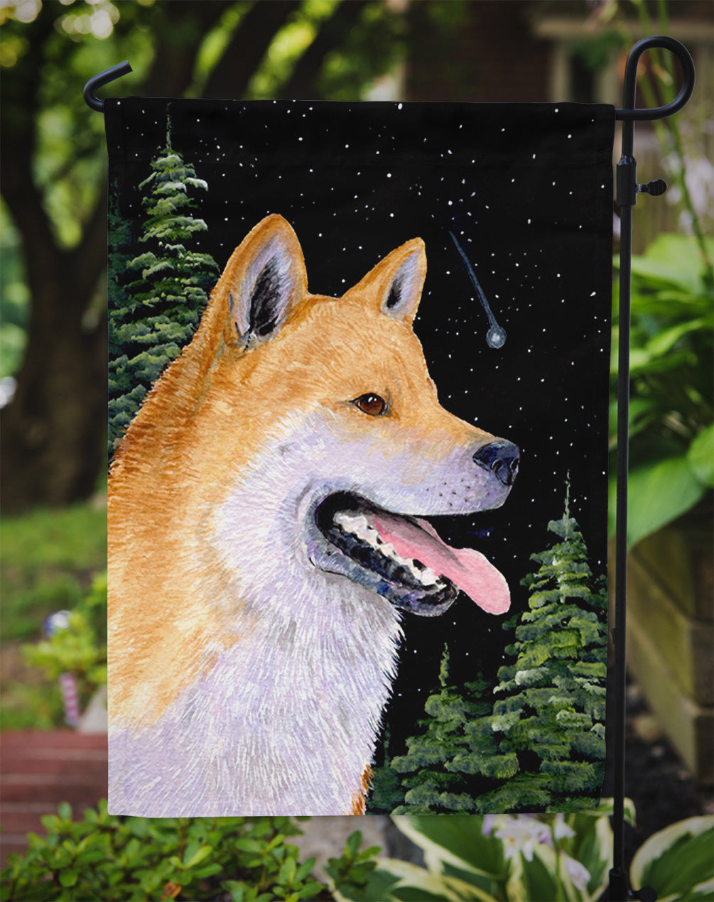 Shiba Inu Flag Garden Size.