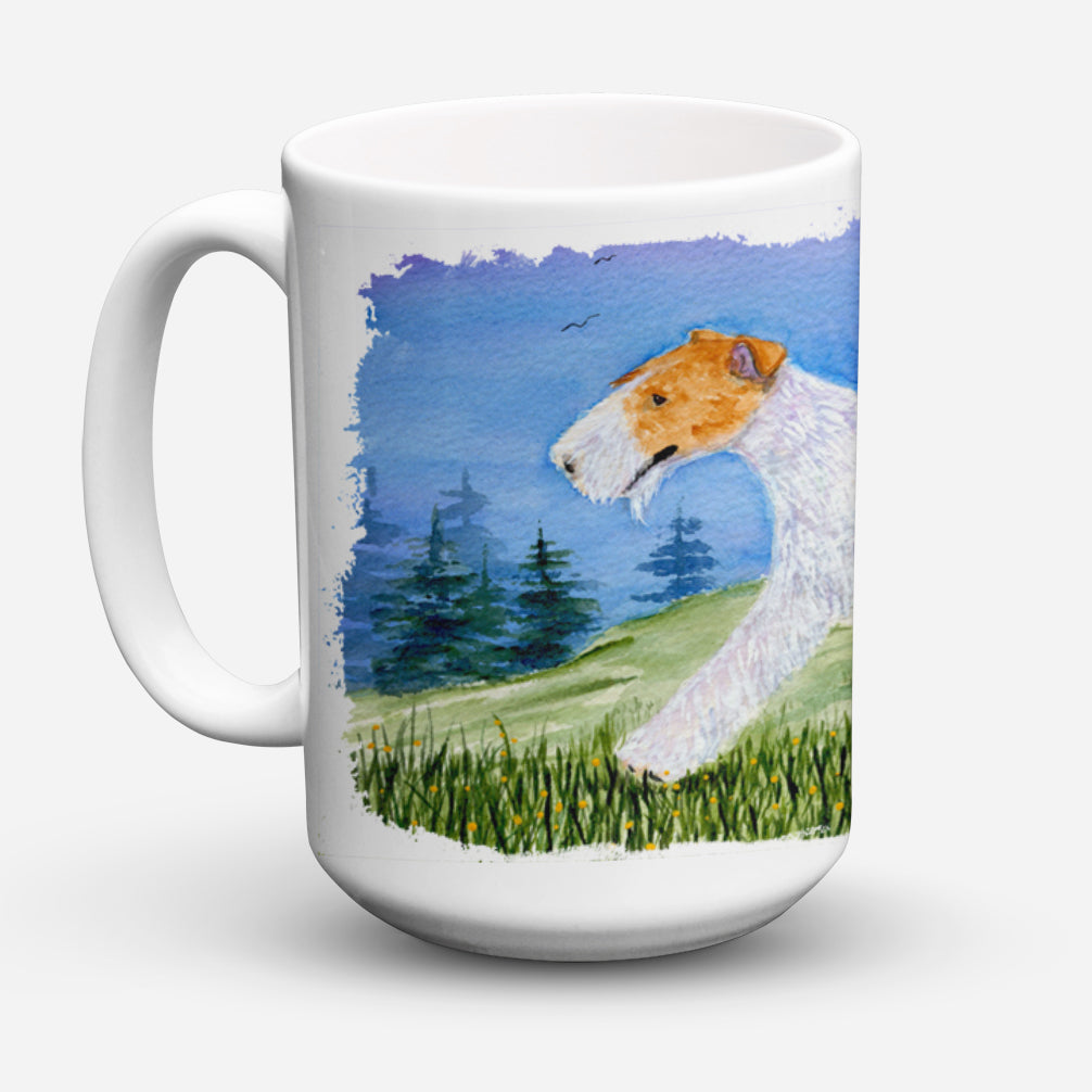 Fox Terrier Dishwasher Safe Microwavable Ceramic Coffee Mug 15 ounce SS8599CM15  the-store.com.