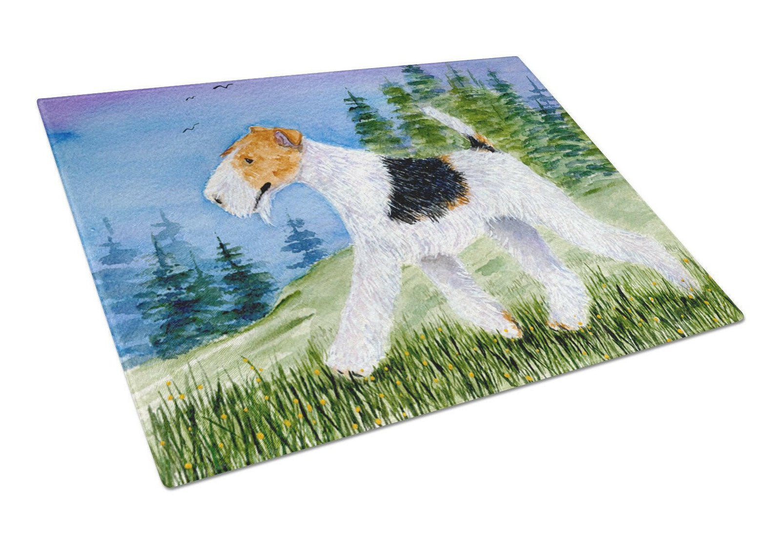 Fox Terrier Glass Cutting Board Large by Caroline's Treasures