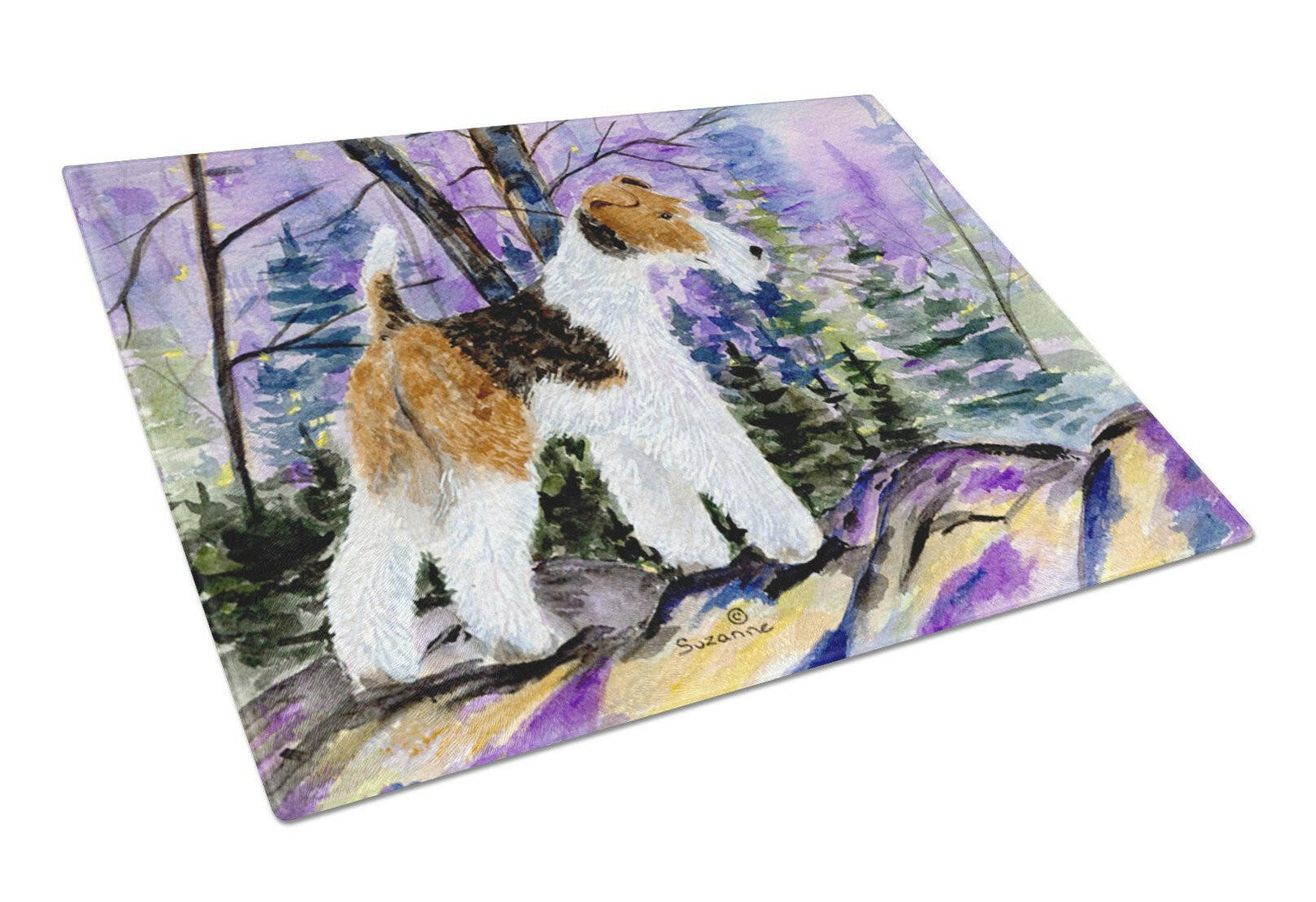 Fox Terrier Glass Cutting Board Large by Caroline's Treasures