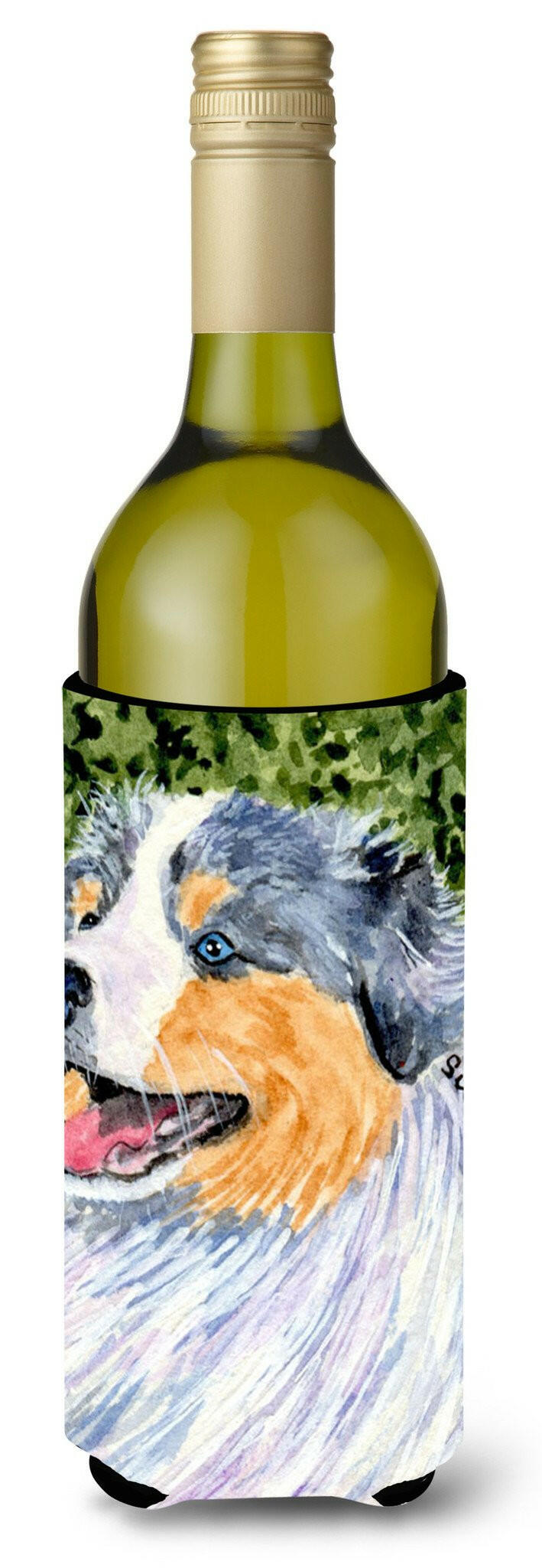 Australian Shepherd Wine Bottle Beverage Insulator Beverage Insulator Hugger SS8736LITERK by Caroline's Treasures