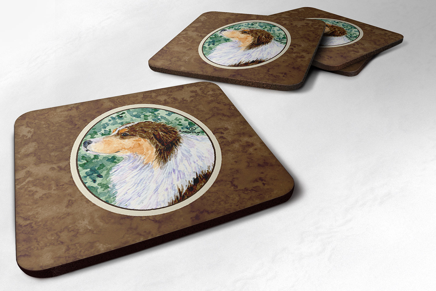 Set of 4 Australian Shepherd Foam Coasters - the-store.com