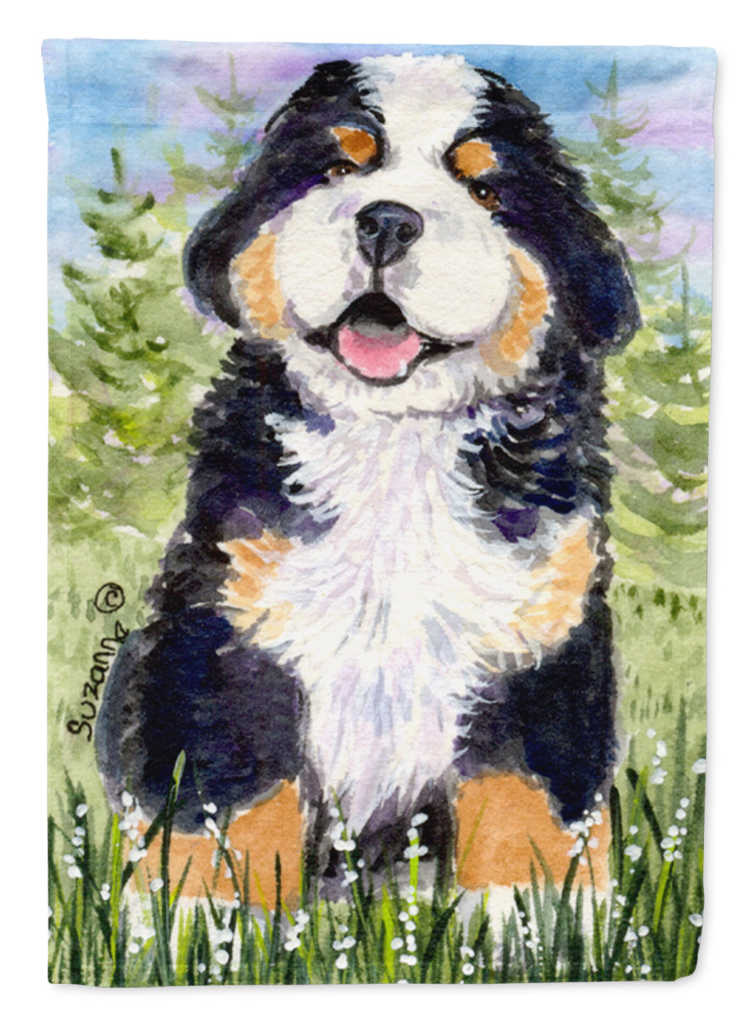 Bernese Mountain Dog Flag Garden Size.