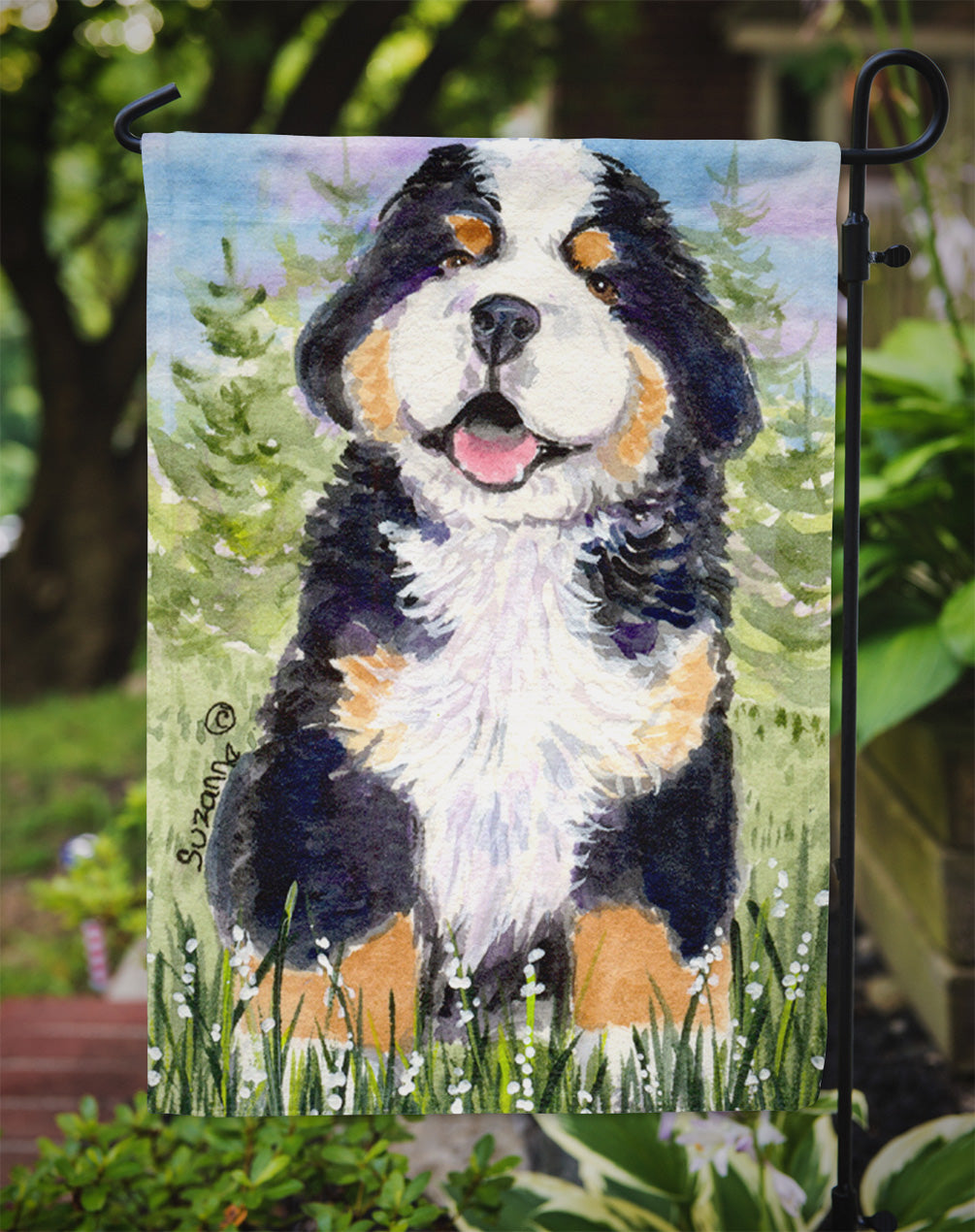 Bernese Mountain Dog Flag Garden Size.