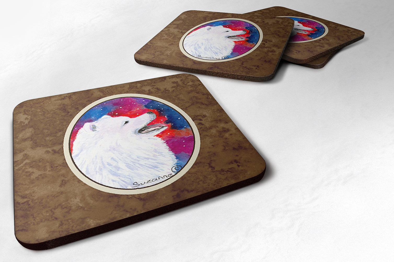 Set of 4 Samoyed Foam Coasters - the-store.com