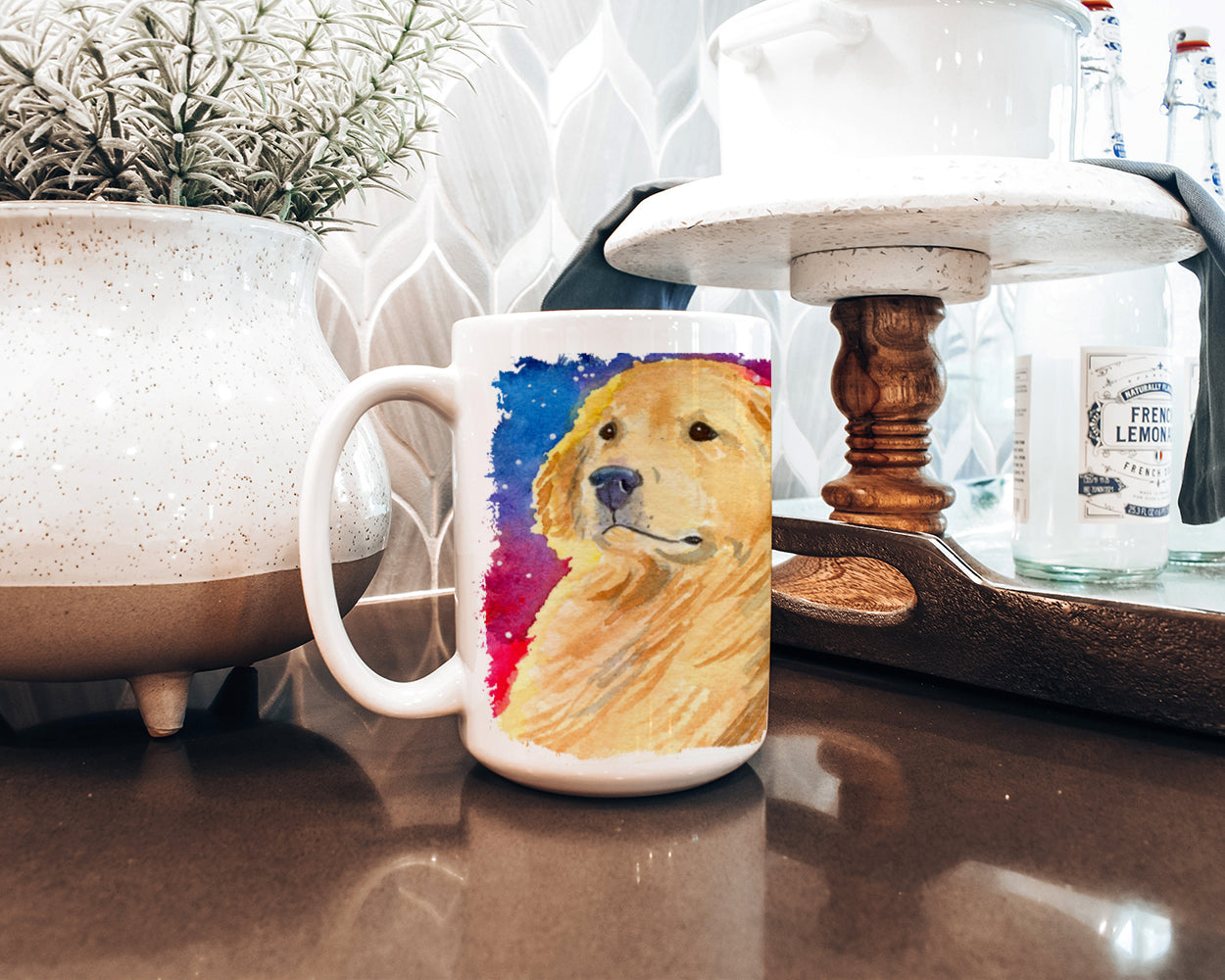 Golden Retriever Dishwasher Safe Microwavable Ceramic Coffee Mug 15 ounce SS8754CM15  the-store.com.